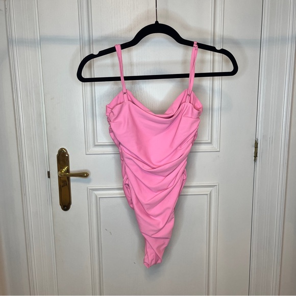 Tiger Mist Ruched Bodysuit Bright Pink - Picture 6 of 6
